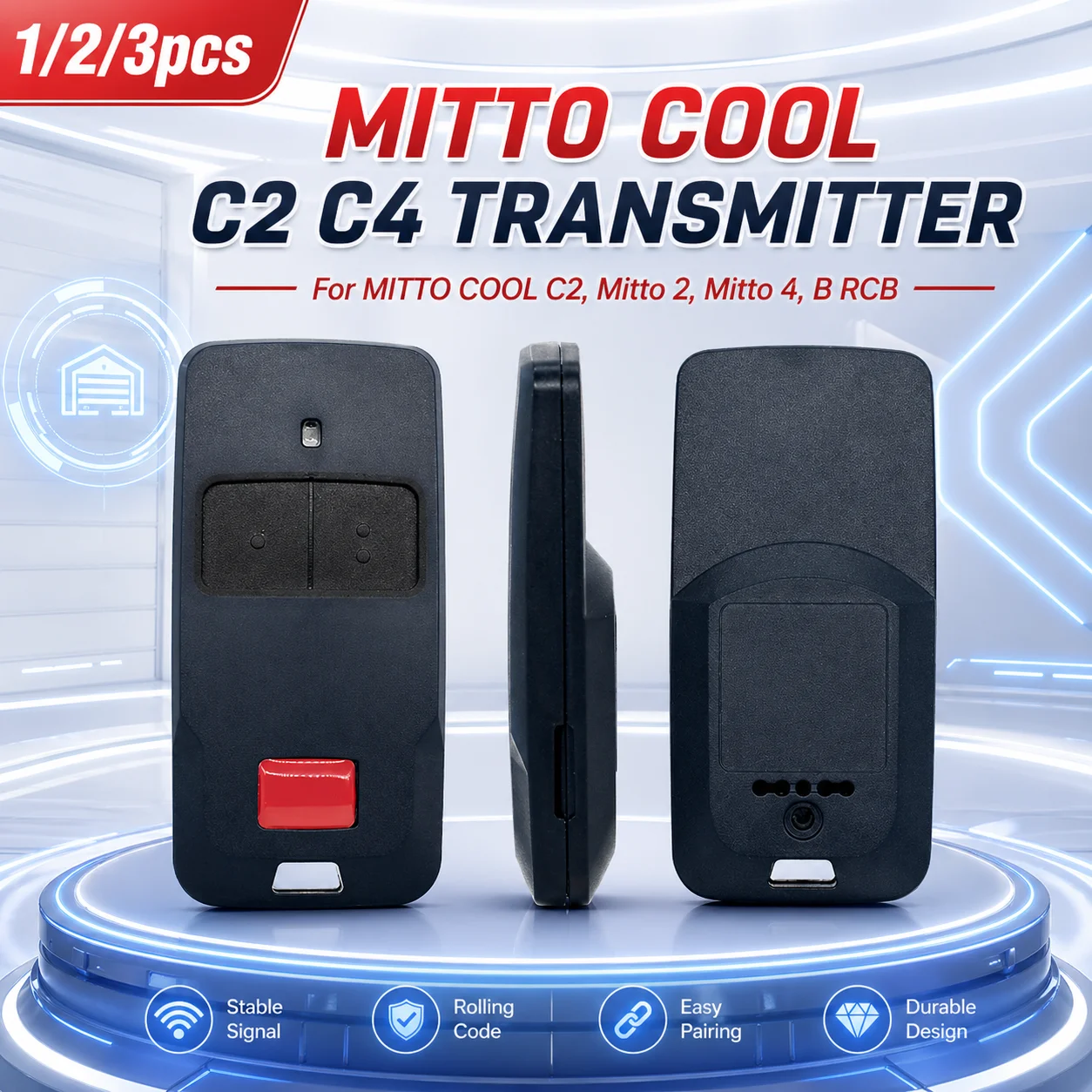 

1/2/3 шт. пульт дистанционного управления для гаражных ворот BFT MITTO COOL C2, C4, Mitto 2, Mitto 4, B RCB 433.92 МГц, передатчик команд