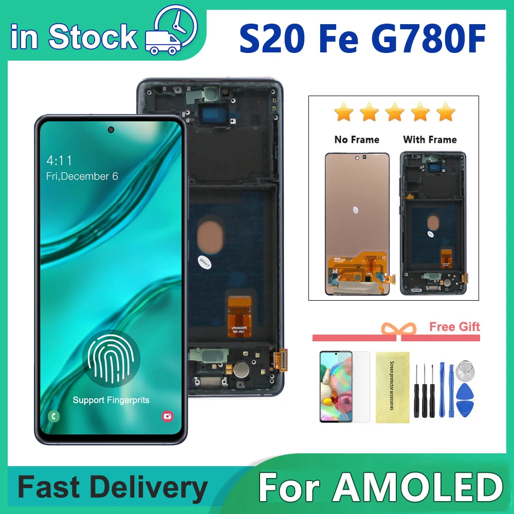 

For AMOLED For Samsung S20 Fe LCD SM-G780F G780F/DSM G780G Display Touch Screen For Samsung S20 Fe Display Replacement