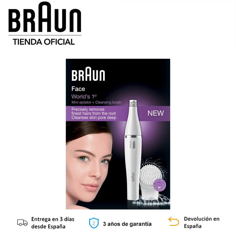 Braun FaceSpa 810, Facial Hair Epilator, Hair Removal, Epilator for Women, Facial Cleansing Brush