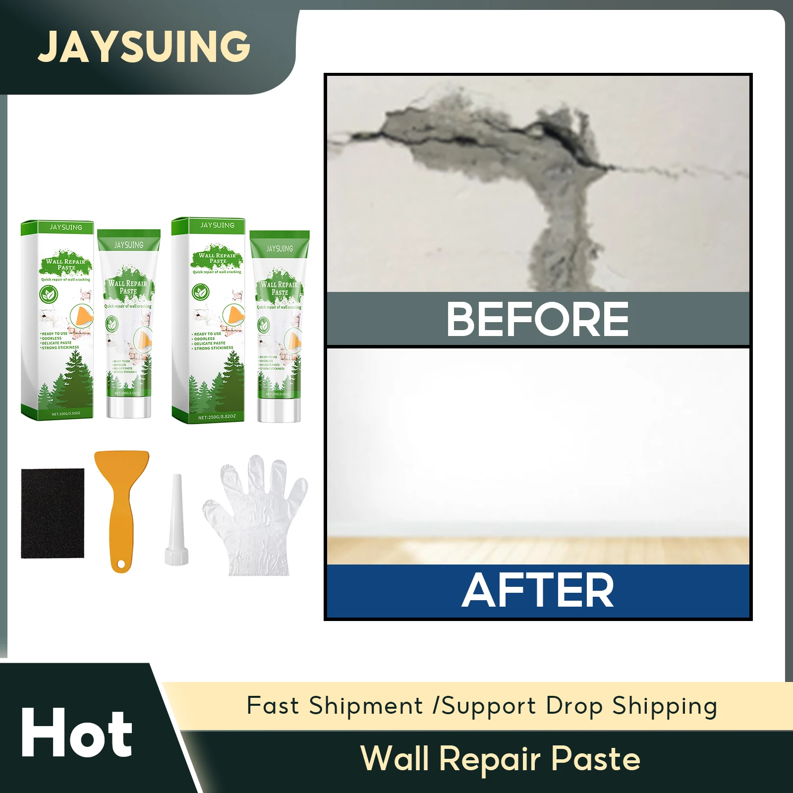 Wall Repair Paste Adhesion Quick-Drying Cracked Peeled Holes Repair Anti-Leaking Waterproof Graffiti Coverage Wall Mending Paste