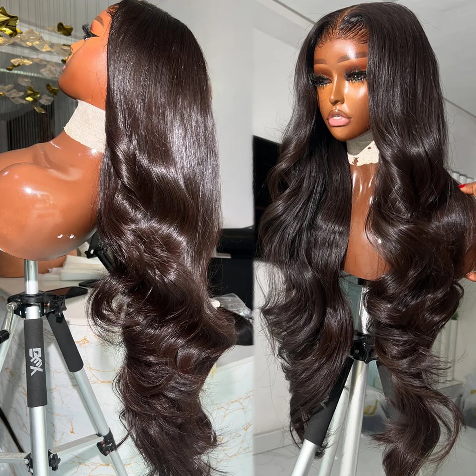 

100% человеческие волосы 40 42 дюйма Объемная волна Парики фронта шнурка Бесклеевые 13x4 HD Парики фронтальной части шнурка для чернокожих женщин 250% Стиль глубокой волны