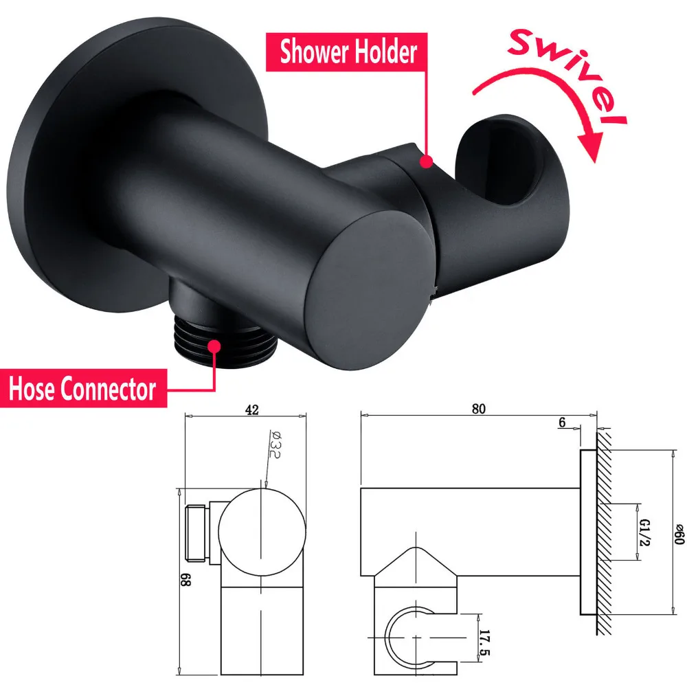 Imagem -06 - Sistema de Chuveiro Conjunto Torneira do Banheiro Torneira Misturadora Bronze Alba Preto Teto ou Parede Braço Desviador Handheld Spray com 816 Rian Cabeça