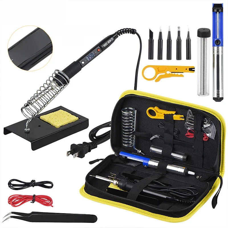 JCD regulowana temperatura LCD zestaw lutownicy 110V 220V 80W narzędzia do spawania lutowniczego groty lutownicze drut rozlutowujący pompa grzewcza — zdjęcie 2