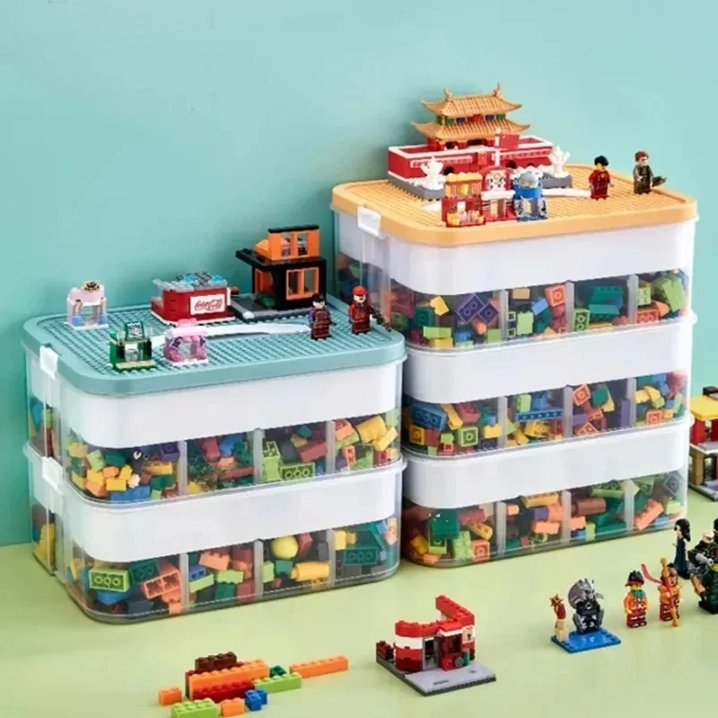 1/2/3 Lagen Kids Bouwsteen Opbergdoos Verstelbare Diversen Container Ingedeeld Kleine Opslagcontainer Speelgoed Organizer Box - afbeelding 2
