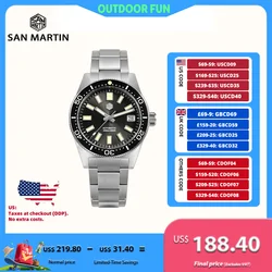 San Martin 39mm 62mas NH35 Orologio automatico da uomo Orologio da polso impermeabile Data 20Bar Bracciale Tropicale FKM Cinturino in caucciù Lume SN0007B