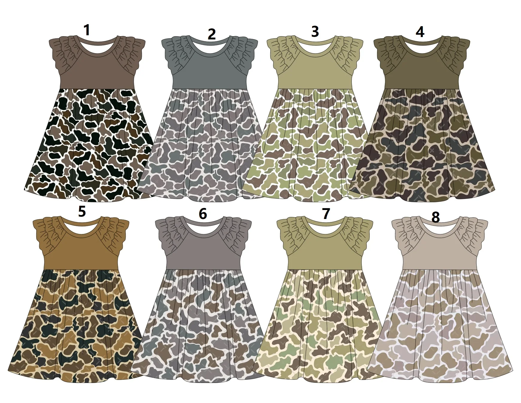 Summer camo collection girls solid color sleeveless dress siblings pack milk silk boutique wholesale