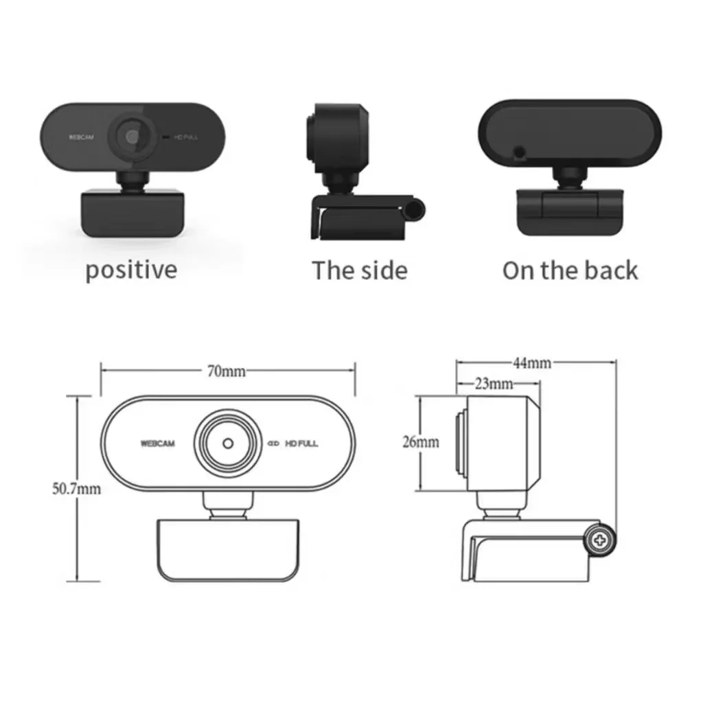 كاميرا ويب كمبيوتر Full HD 1080x1920p 2MP USB Plug Play ميكروفون مدمج