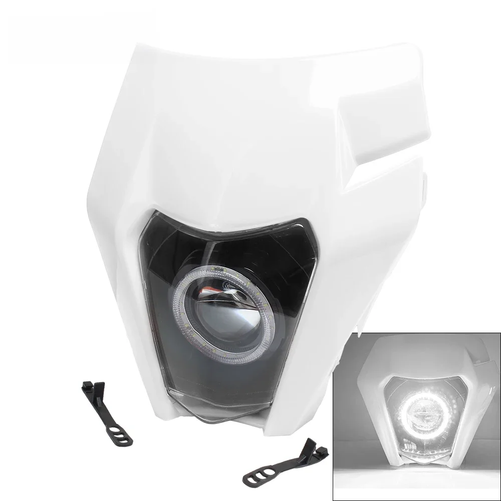 AliExpress PowerMotor Motorcycle Headlight LED Enduro Plate Parts Round Wick Supermoto Accessories SX Dirt Bike Motocross Fairing 250 300 for KTM EXC