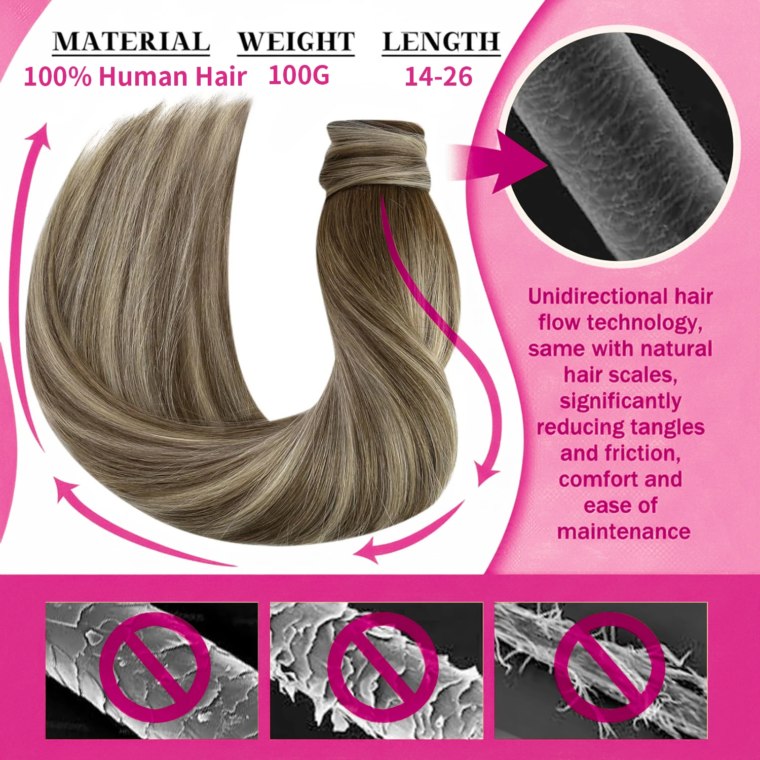 وصلات شعر بشري بمشبك على شكل ذيل حصان # 4/27 تسليط الضوء على اللون التفاف حول ذيل حصان مستقيم 100 جرام/قطعة ذيل حصان الشعر البشري البرازيلي #5