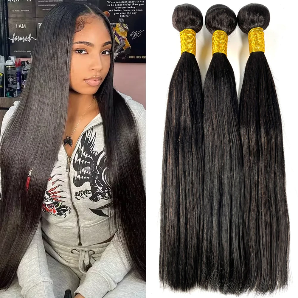 

Straight Hair Weave Burmese 100% Human Hair Bundles Natural Black Human Hair 1/3/4 Bundles Deals Remy Raw Human Hair Extensionsw