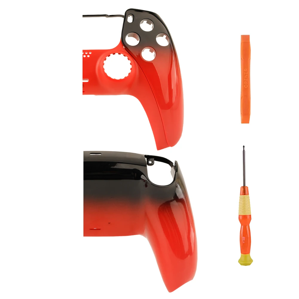 Full Shell Replacement Kit For PS5 DualSense Controller BDM-010/020/030/040/050 Gradient Red Housing with Touchpad D-Pad DIY Mod