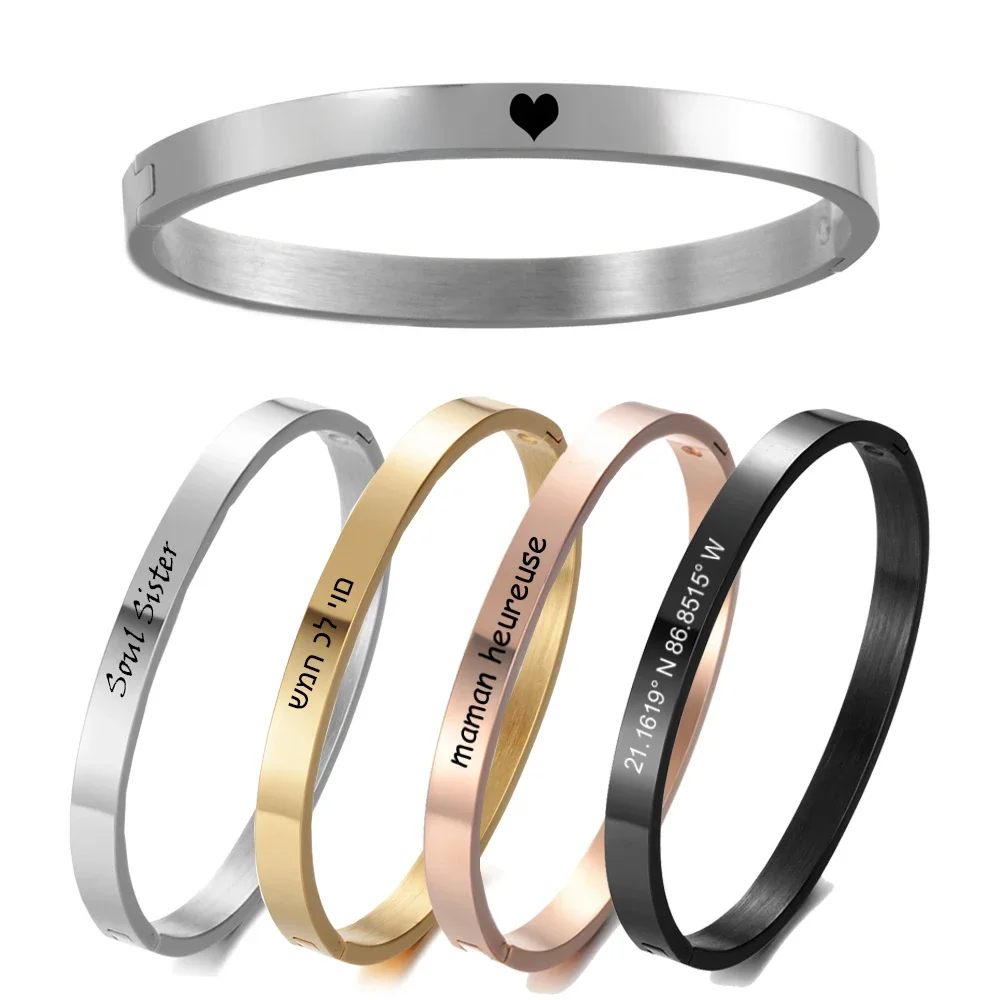 Personalisierte Armband für Frauen Weibliche Breite 5mm Custom Graviert Name Armbänder Armreif