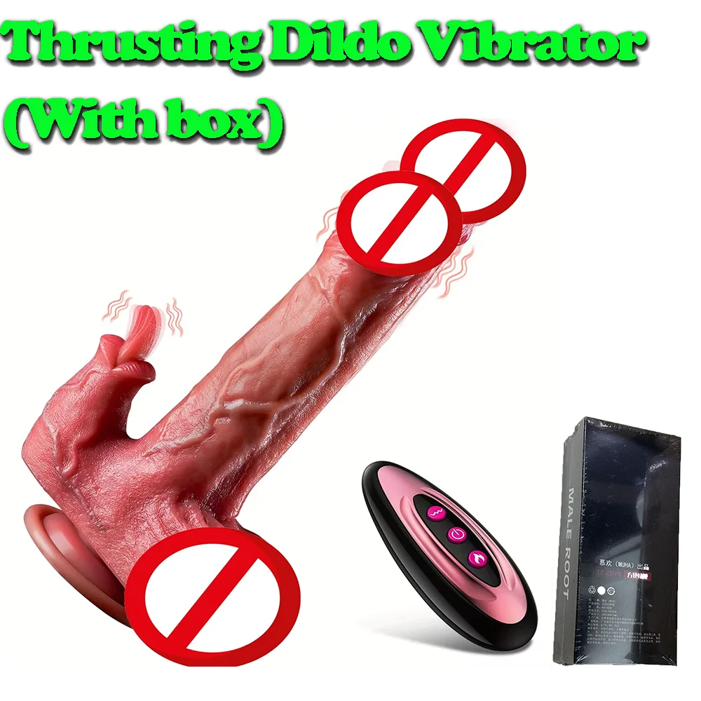 Thrusting Dildo Vibrator Licking Vibration Heated Silicone Dildo Anal Vibration Suction Cup Masturbation Dick Sexmachine Sex Toy