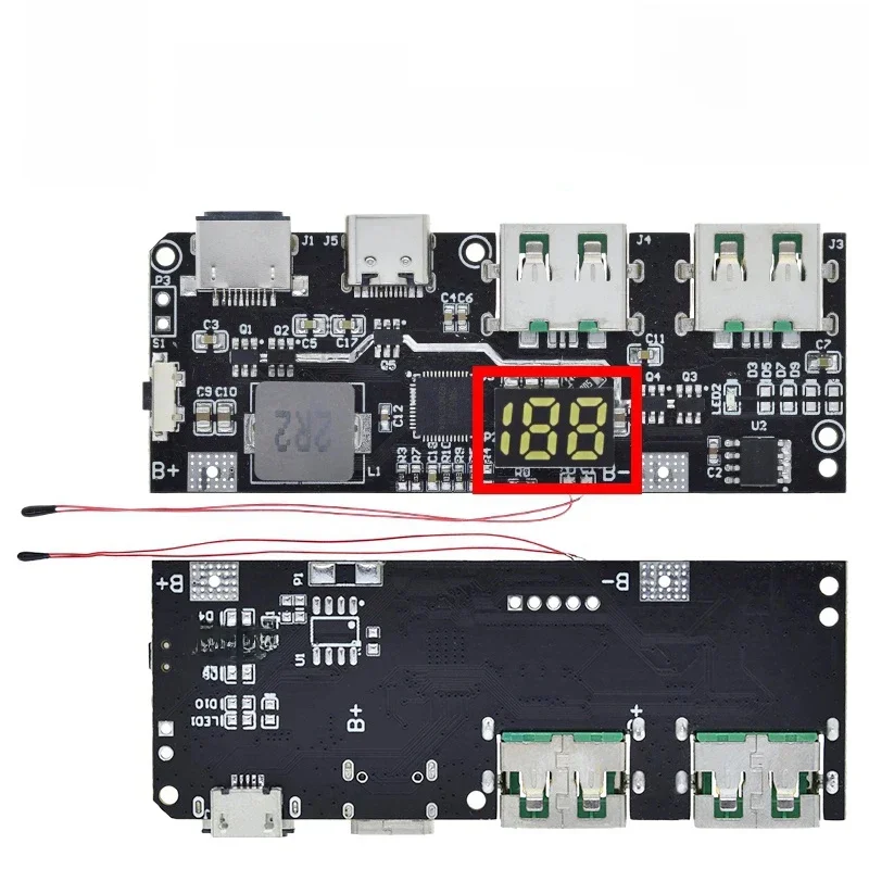 QC 4,0 QC 3,0 LED Dual USB 5V 4,5 A 22,5 W Micro/Typ-C USB Mobile power Bank 18650 Lade Modul Temperatur/Schaltung Schutz