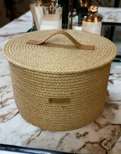 Knitted Decorative Basket With Handle Lid Our multi-purpose decorative and elegant baskets are specially available for those who like elegance in the home