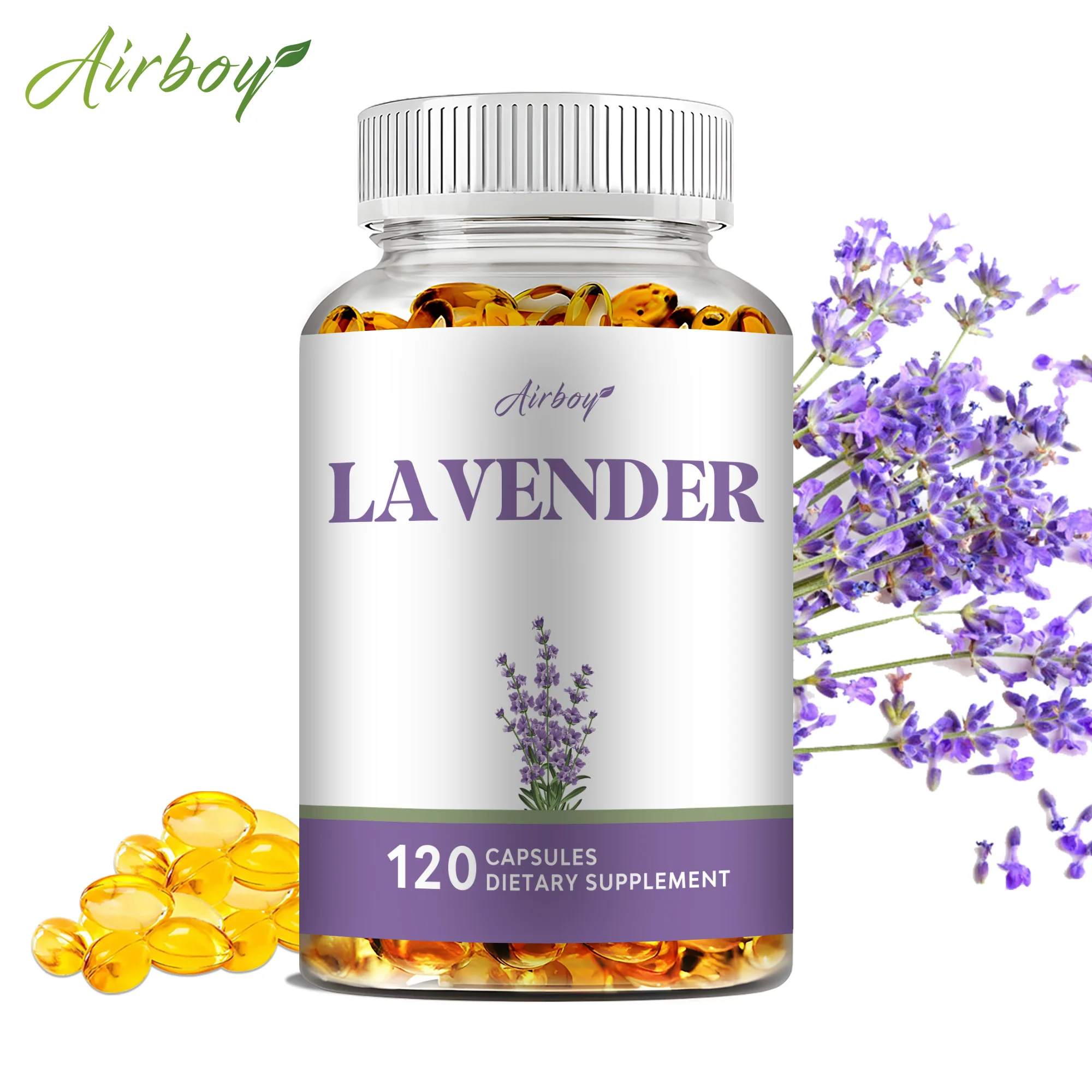 Lavender Capsules - Calm Down, Relax, Relieve Stress, and Improve Sleep Quality - 120 Capsules