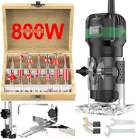 880W 6.35MM Electric Trimmer Woodworking Trimming Machine Wood Router Milling Engraving Slotting Carvering Machine with Dill Bit