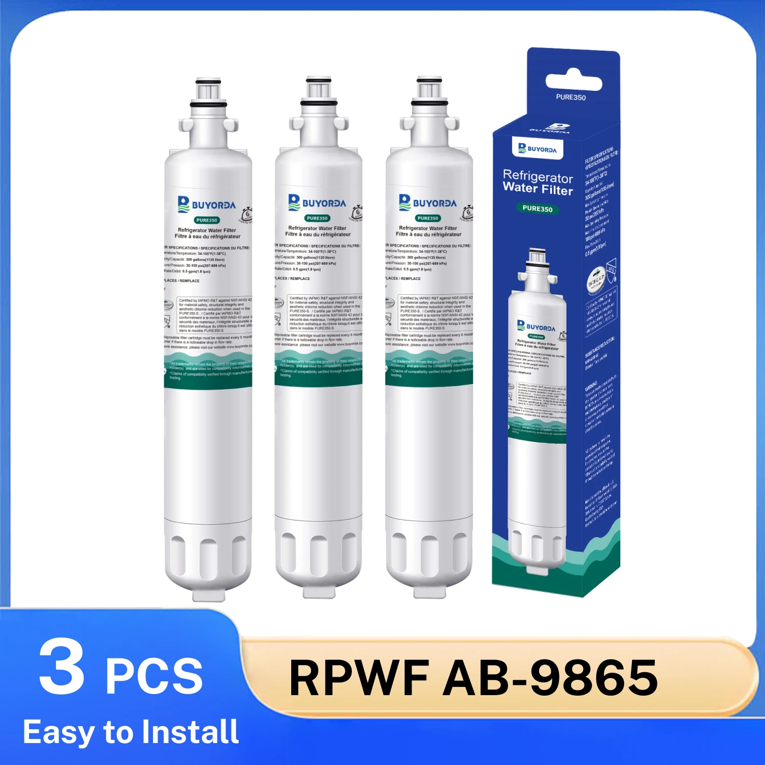 

Фильтр для воды RPWF для холодильников, 3 шт., замена для GE DWF-36, R-3600, MPF15350, OPFG3-RF300, WF277, RWF1063, картридж для фильтра воды