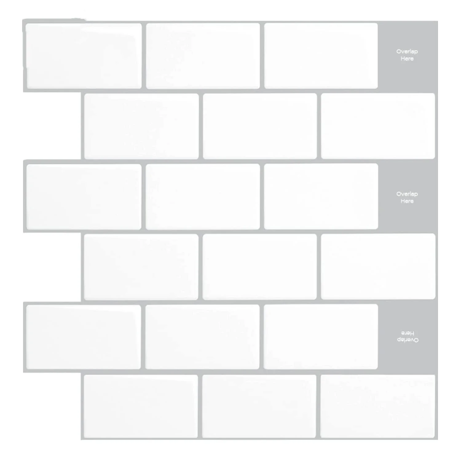 12"x12" Peel and Stick zelfklevende verwijderbare stick-on keuken achterwand badkamer 3D muursticker behangtegels (wit, 10)