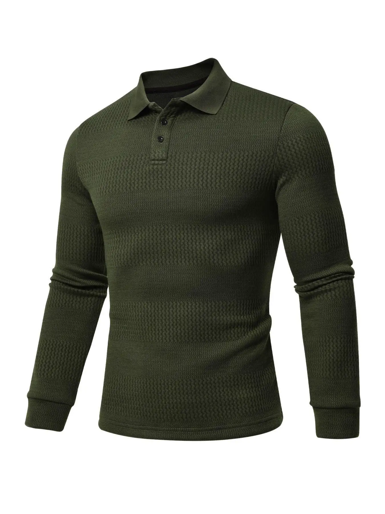 Polo da uomo in maglia maglione a maniche lunghe maglione polo casual con colletto strutturato waffle