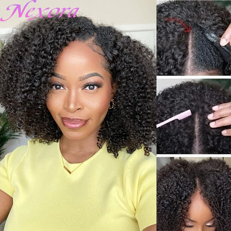 

Nexora Kinky Curly Wigs V Part Wig Human Hair Soft Fluffy Texture Easy Blend for Women Daily Wear Style Brazilian Original