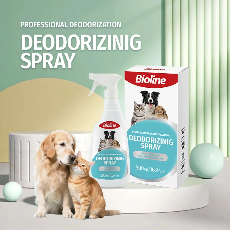 

Bioline Pet Odor Eliminator Spray for Cat Dog Urine Accidents on Carpet Furniture Natural Deodorizing Mist