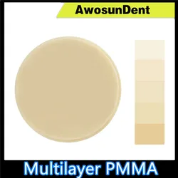 Bloque de PMMA multicapa para odontología, sistema abierto de 98x10-25MM para laboratorio CAD/CAM, Material de resina para dentadura Dental