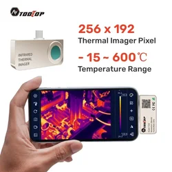 Kamera termowizyjna TOOLTOP 256*192 Kamera termowizyjna na podczerwień typu c -15 ℃ ~600 ℃   Termograficzne śledzenie temperatury 12 języków