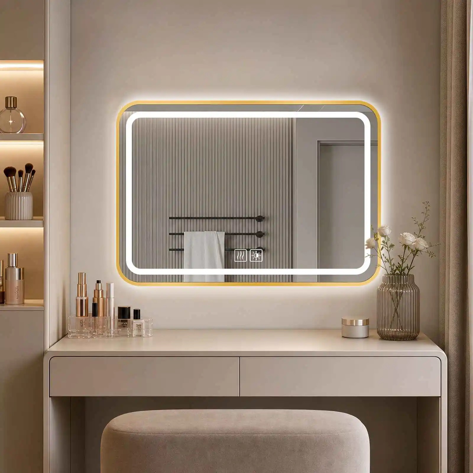Espejo de baño con luces LED | 3 colores de luz, función antivaho 🪞