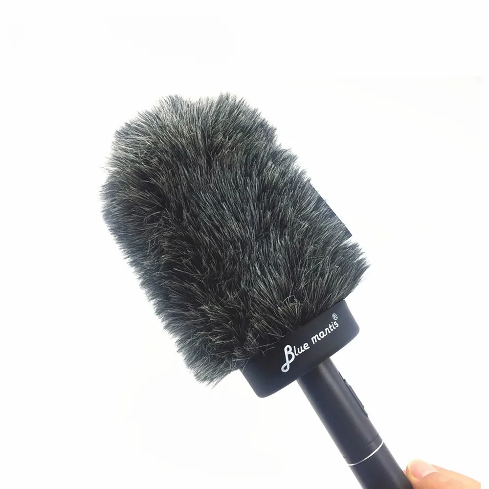 Wiatrochron z futerkiem na mikrofon, wsuwany, zintegrowany, do mikrofonów nagłownych, do wywiadów, do nagrywania plenerowego, futrzany wiatrochron na mikrofon. — zdjęcie produktu 7