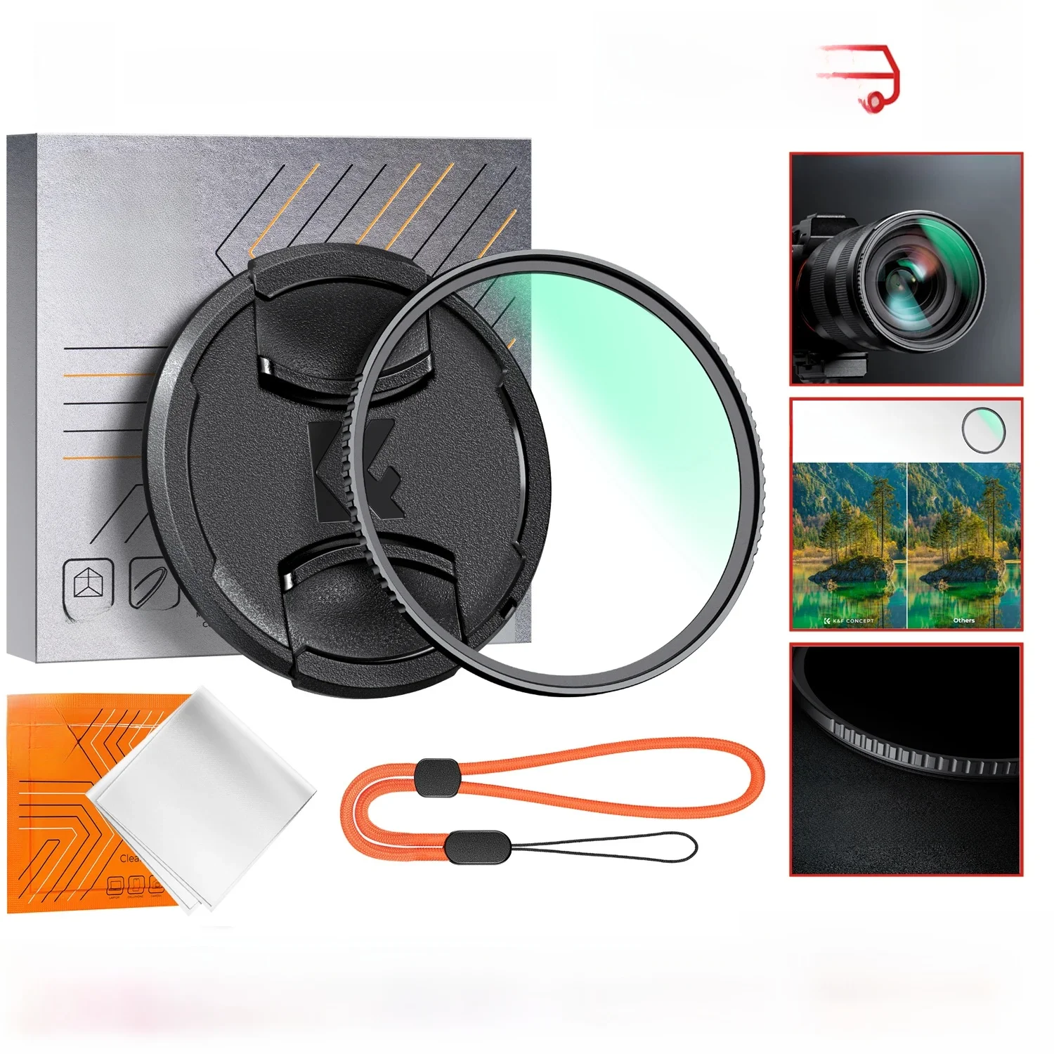 K&F CONCEPT Filtr MCUV 49-82mm, ultracienka optyka z powłoką wielowarstwową, filtr do aparatu 49mm 52mm 55mm 58mm 62mm 67mm 77mm 82mm — zdjęcie produktu 7