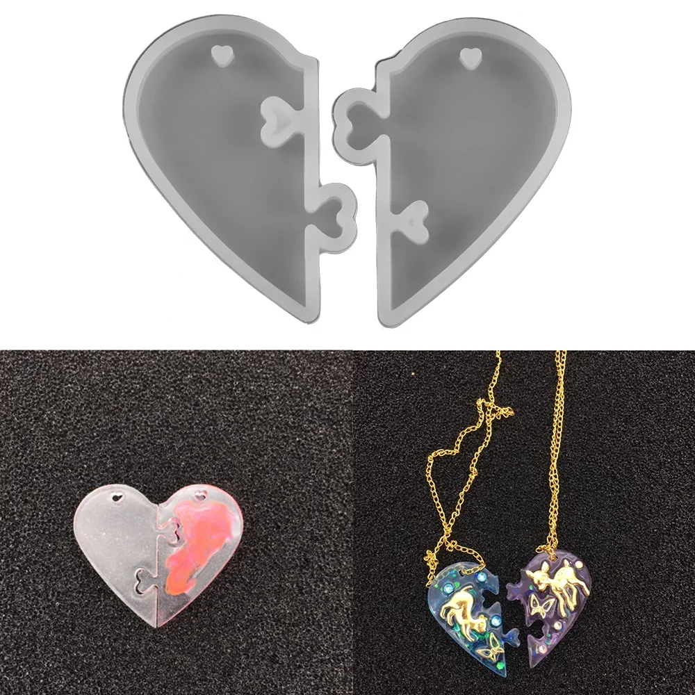 1 Zestaw zamków serca dla zakochanych Wisiorek Płynne silikonowe formy Charms Wisiorek Formy do majsterkowania Żywica epoksydowa Narzędzia do tworzenia biżuterii — zdjęcie 2