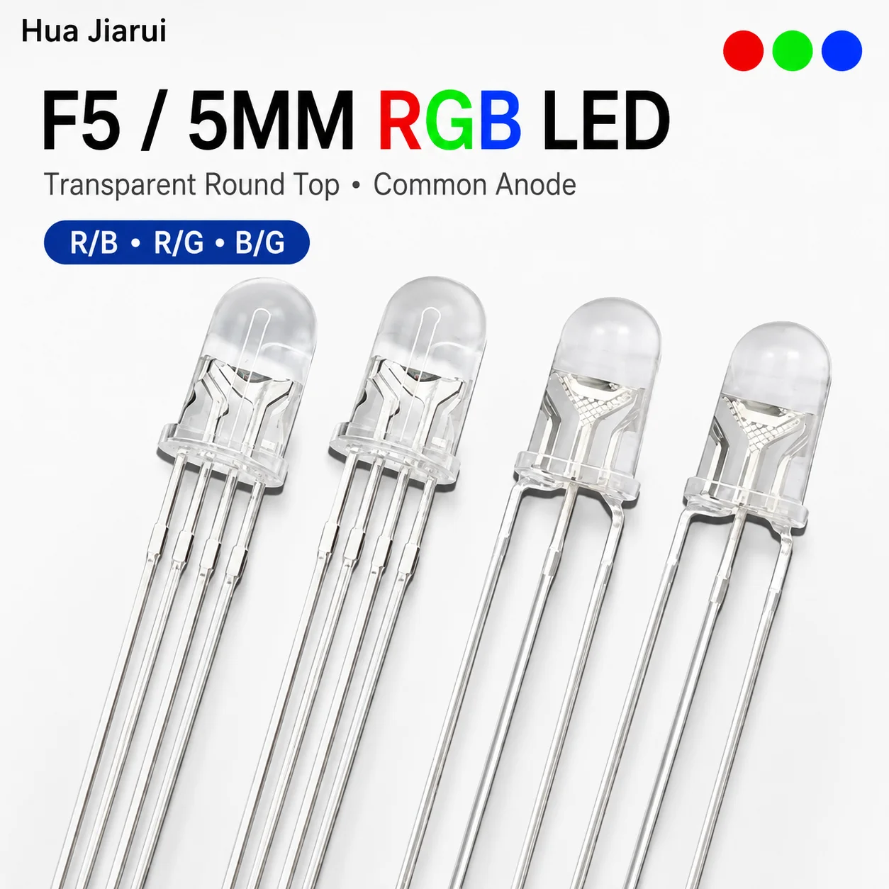 F5 5mm RGB LED Common Anode Transparent Round Top LED Diode R/B R/G B/G Dual Color Light Emitting Lamp Beads for DIY Circuit Ind