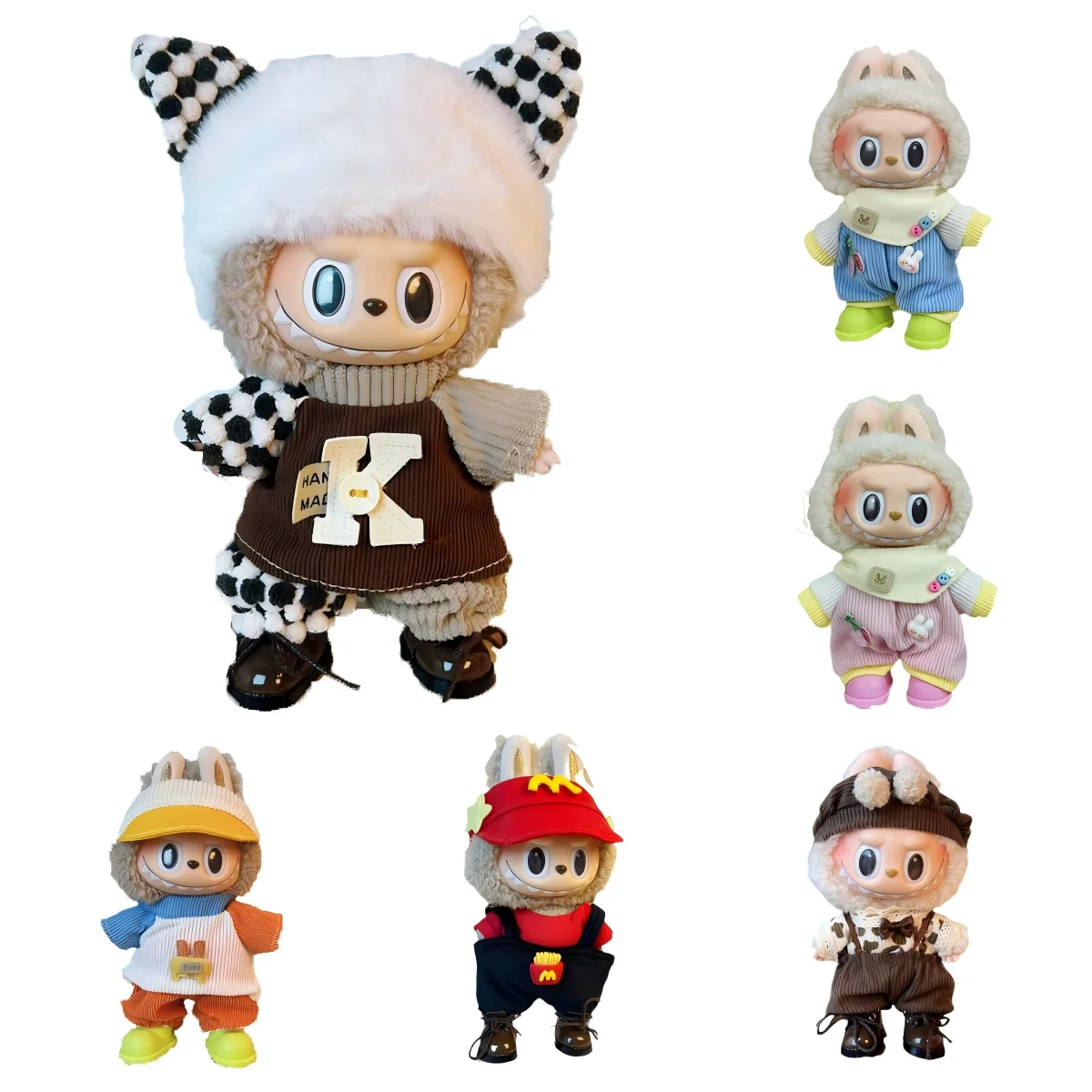 17cm Fashion Doll labubu Clothing Accessories Set Suitable for Boys Cute Plush  Doll Clothes Suitable for Fashion Plush Dolls