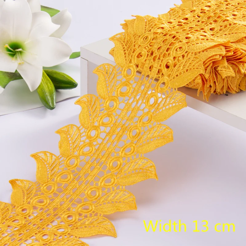 1Yards African Lace Trim For Clothing Accessories DIY Lace Ribbon Embroidered Parches for Wedding Dress Decoration Lace LA1013