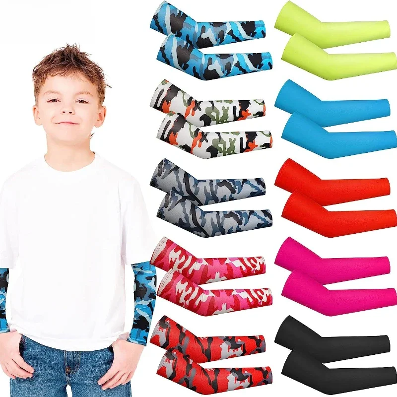 1 Paar Armstulpen für Kinder, UV-Sonnenschutz, Kompressionsärmel, kühlende Armabdeckung für Jungen und Mädchen, Outdoor-Sportarten