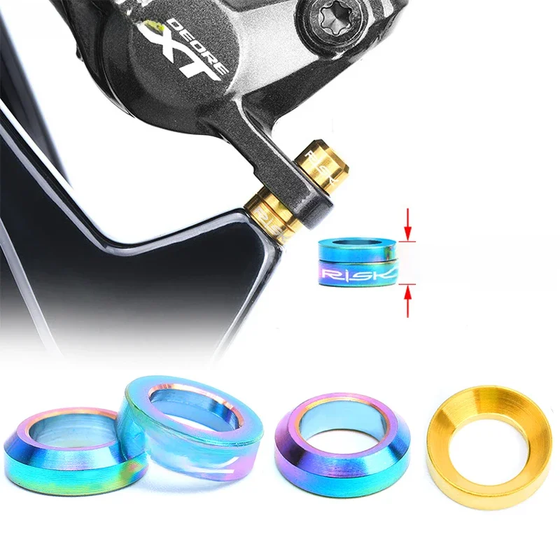 AliExpress NONE RISK 4Pcs/set Mountain Bike Bicycle Titanium M6 Concave and Convex Washer Spacer For Disc Brake Caliper Group XT Mounting Bolts