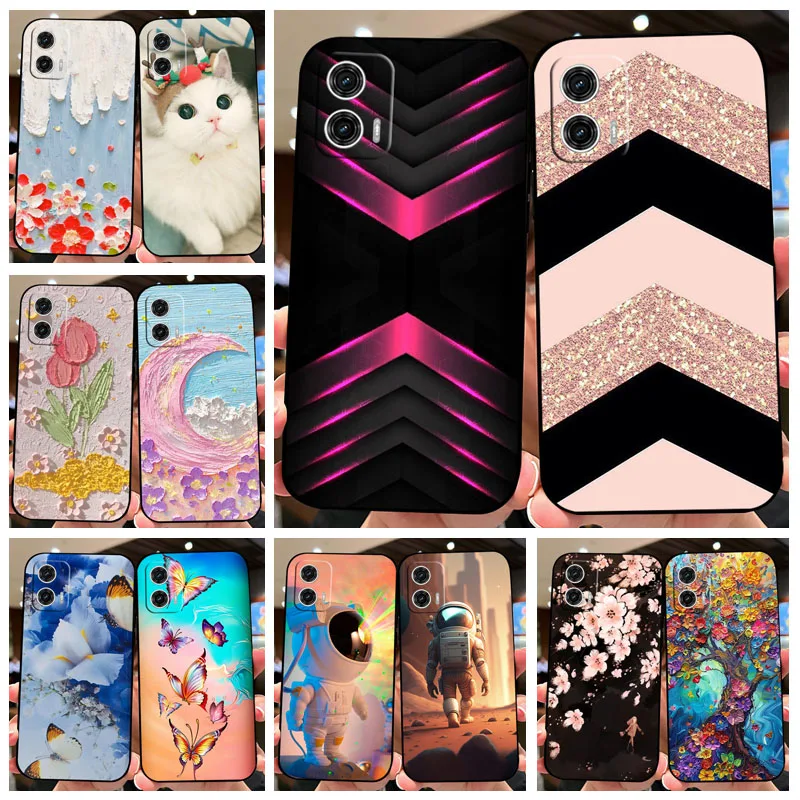 For Motorola Moto G73 Phone Case Flower Soft Matte Silicone Full Protection Back Cover For Moto G85 E14 G64 5G Fundas Capa G 85