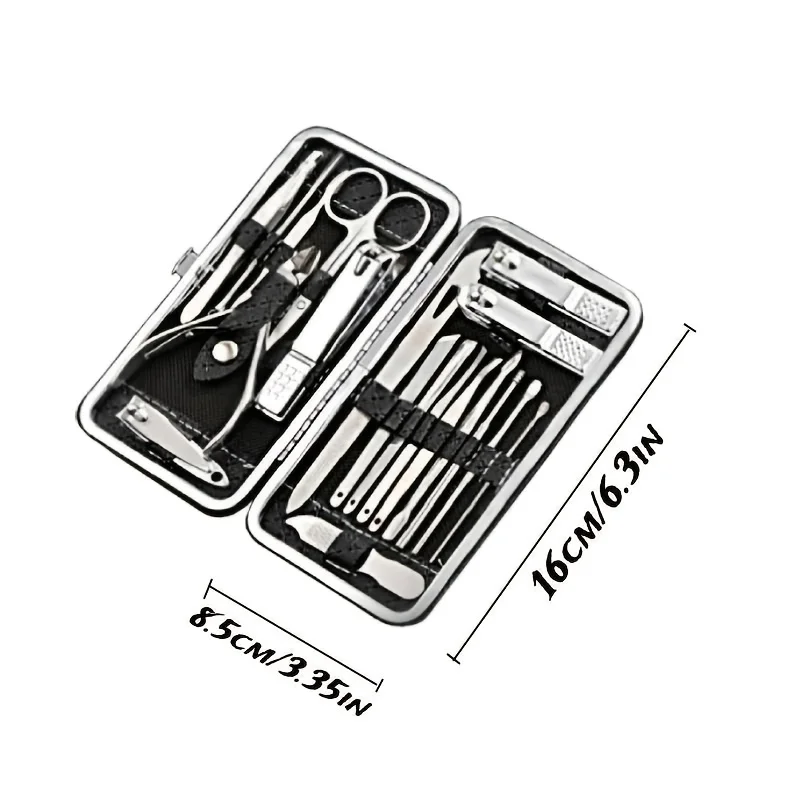 مجموعة مانيكير، مجموعة مقصات أظافر للعناية الشخصية من الفولاذ المقاوم للصدأ، مجموعة أدوات العناية بالأظافر الاحترافية مكونة من 19 قطعة، أدوات العناية بالأظافر #3