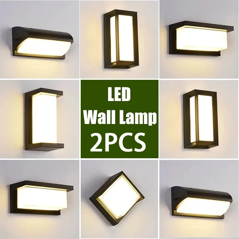 Applique murale LED 220V étanche IP66, 2 pièces, pour extérieur, chemin, escalier, porche, balcon, jardin, lampe murale intérieure et extérieure