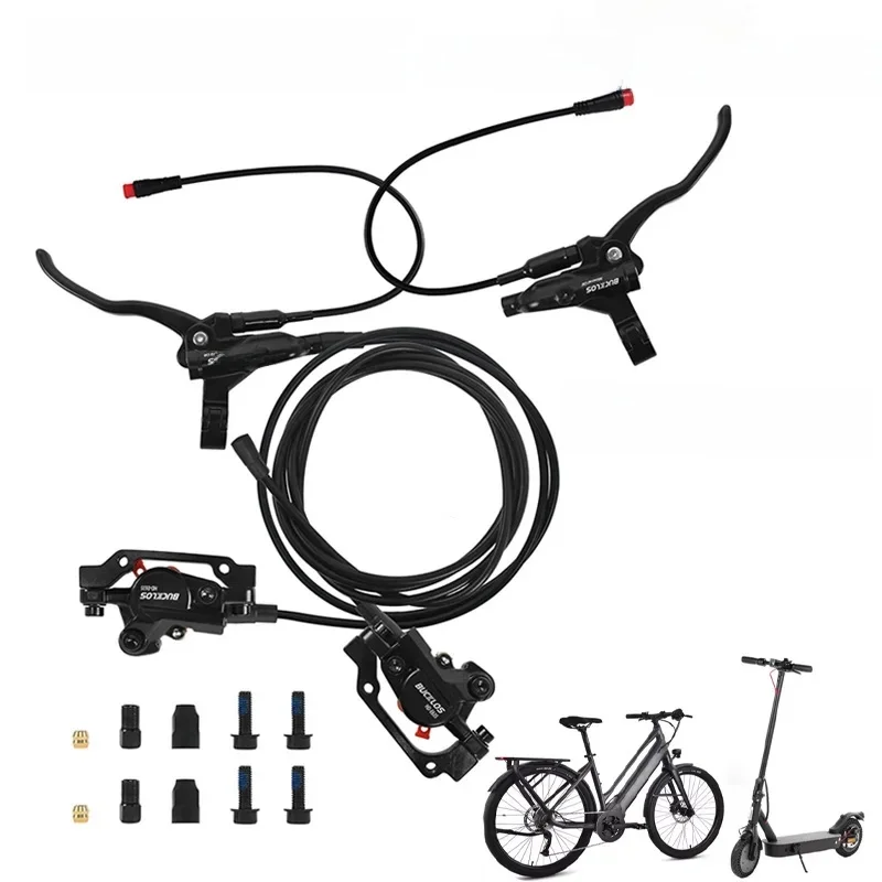 AliExpress BUCKLOS Power-off Two-Piston Hydraulic Disc Brake Electric Bicycle/Scooter Brakes Kit 1100/1800mm Folding Bike Disc Brake Set