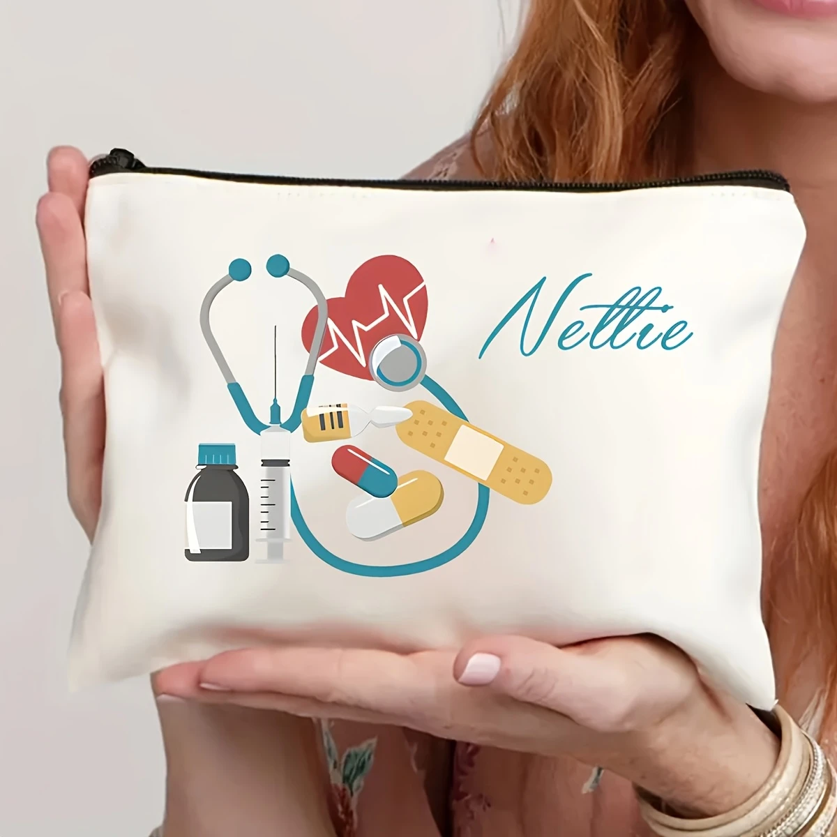 1pc Personalized DIY Letter Nurse Element Makeup Bag, Creative Nurse'S Day Gift, Best Gift for Friends and Besties