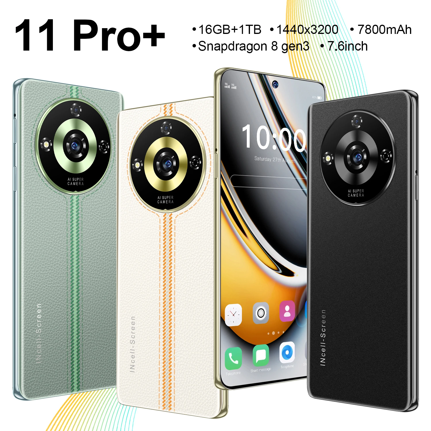 11 Pro+ 2024 Smartphone 7.6 inch Full Screen 4G/5G Cell Phone 16TB+1TB 7800mAh Mobile Phones 108MP Global Version Celulares