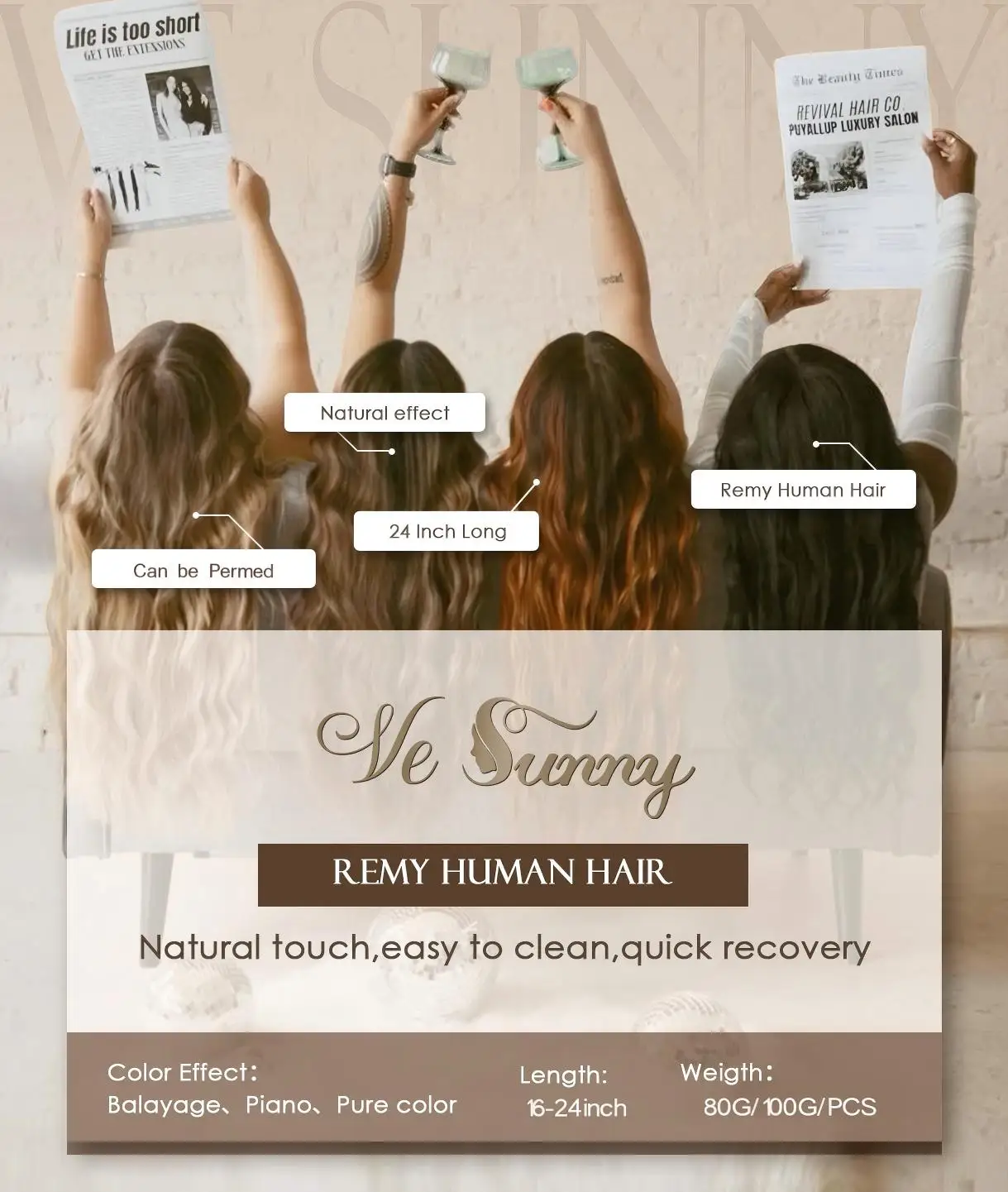 VeSunny Schmetterlings-Haarverlängerungen, echtes Echthaar, Balayage Genius, Schuss-Haarverlängerungen, unsichtbar, gerade, Mikroperlen, Remy-Haar – Detail 1