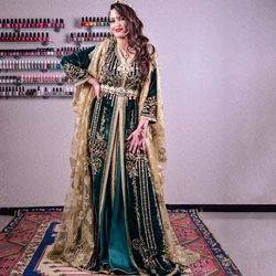 Furtanseo Morocco Evening Dresses Saudi Arabia Embroidered Exquisite Beading Appliques Long Full Sleeves Party Prom Gown