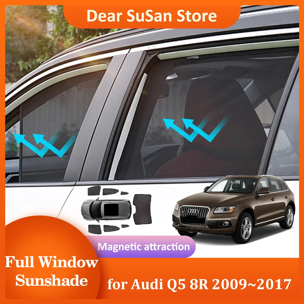 Car Magnetic Sunshade for Audi Q5 8R 2009~2017 2010 Windshield Curtain Sun Visor Side Roof Window Sunroof Pad Cover Accessories