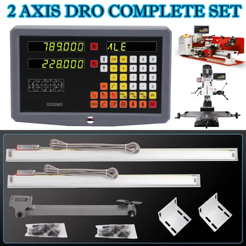 2 Axis Dro Set LED Digital Readout With 2PCS Linear Glass Scale Optical Encoder Ruler Digital Readout Display Set