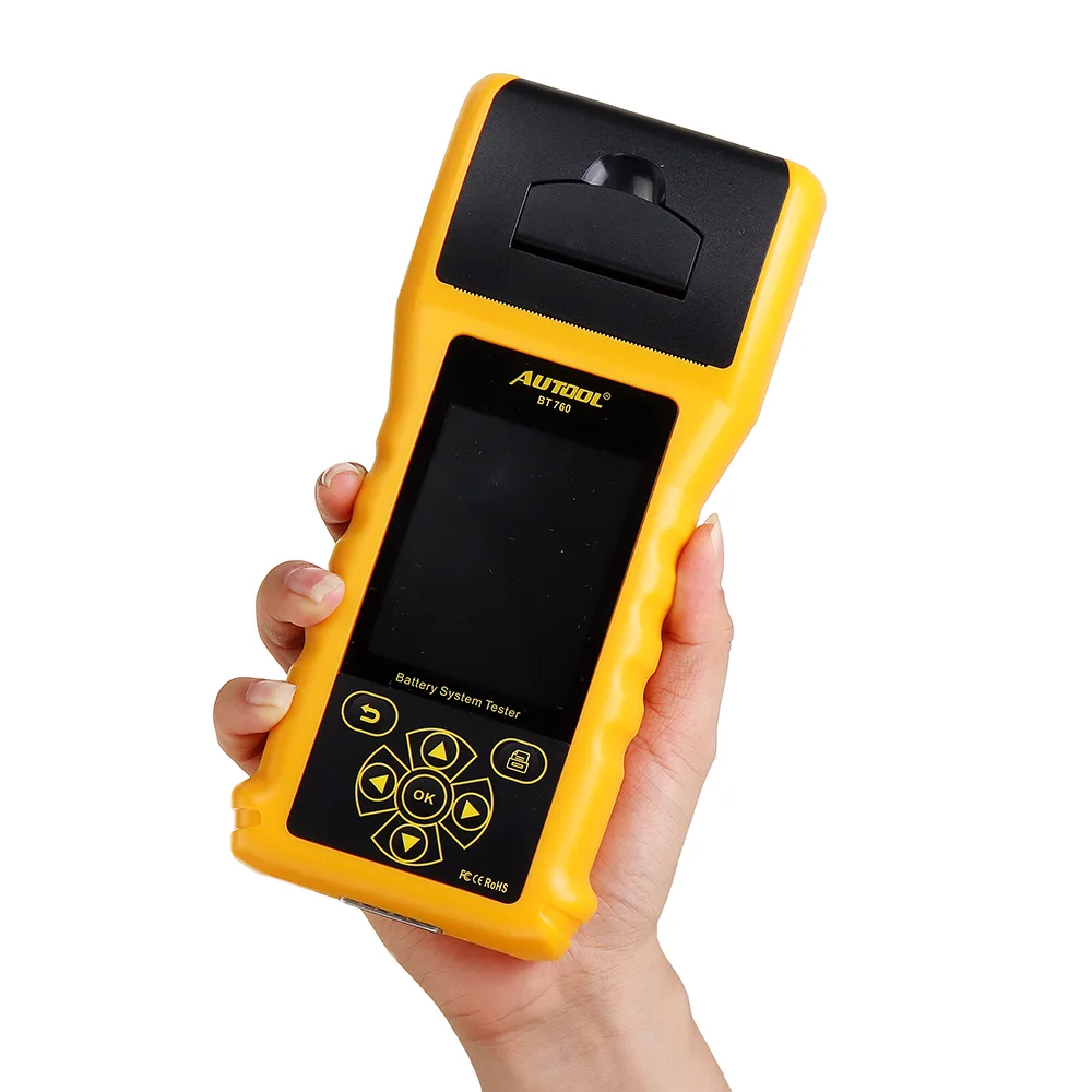 New AUTOOL BT760 Car Battery Tester with Printer 6- 32V Color Screen Test Battery/Cranking/Charging/Max Load