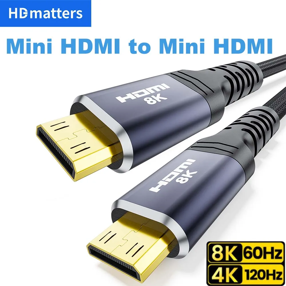 Cable Mini HDMI a Mini HDMI 8K, Cable trenzado doble Mini HDMI 2.1 para Raspberry Pi Zero, Orange PI Zero 2W, monitor portátil
