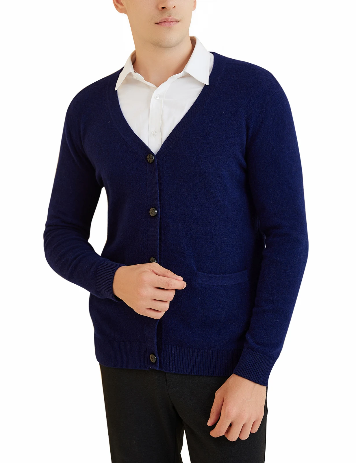 LONGMING Cardigans Men\'s V-Neck Cardigan Sweater 100% Merino Wool 2023 Fall Winter Warm Soft Knitted Long Sleeve Sweater Jackets